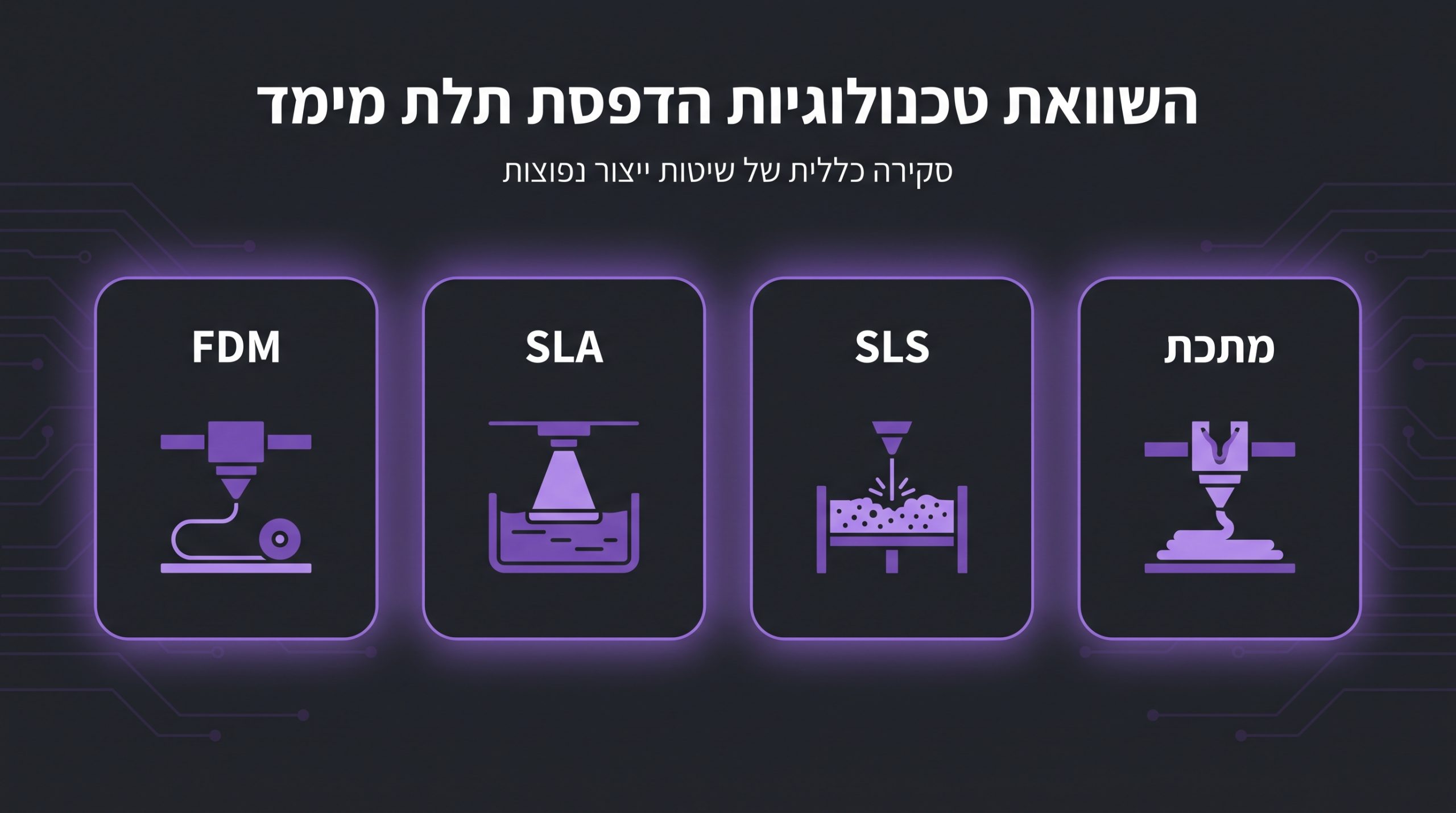 טבלת השוואה בין טכנולוגיות ההדפסה מבחינת דיוק וזמן אספקה
